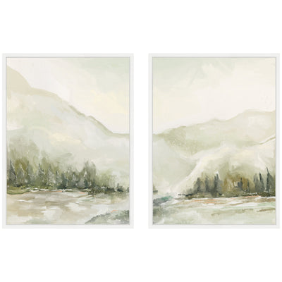 AQ Winter Landscape No.
6 two-piece framed canvas wall art set displayed on wall