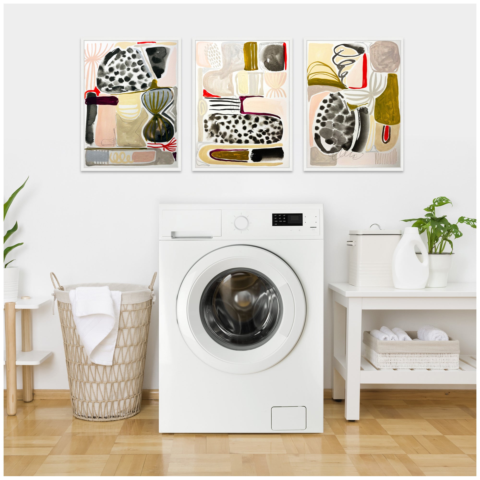 Sylvie Abstract 1, 2 and 3 Framed Canvas Art Set by Emma Daisy