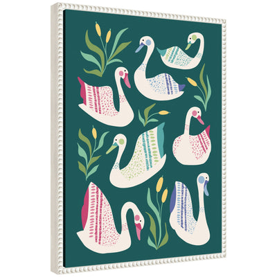 Sylvie Swans Pond Framed Canvas by Rachel Lee by kateandlaurel