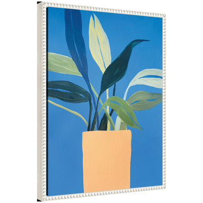 Sylvie House Plant framed canvas art by Emma Daisy showing botanical illustration with vintage beaded frame