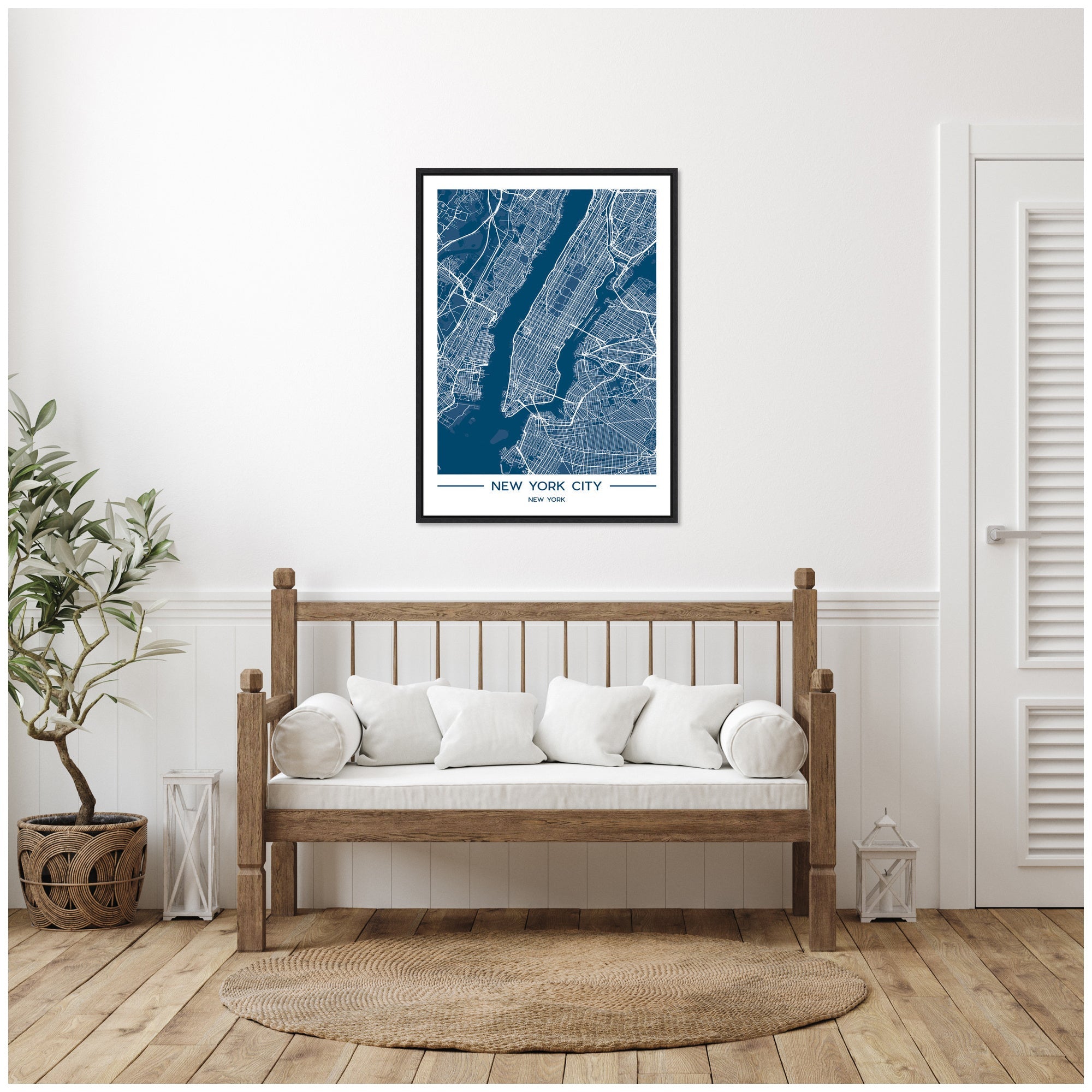 Sylvie NYC Blue Color Map Framed Canvas by Jake Goossen