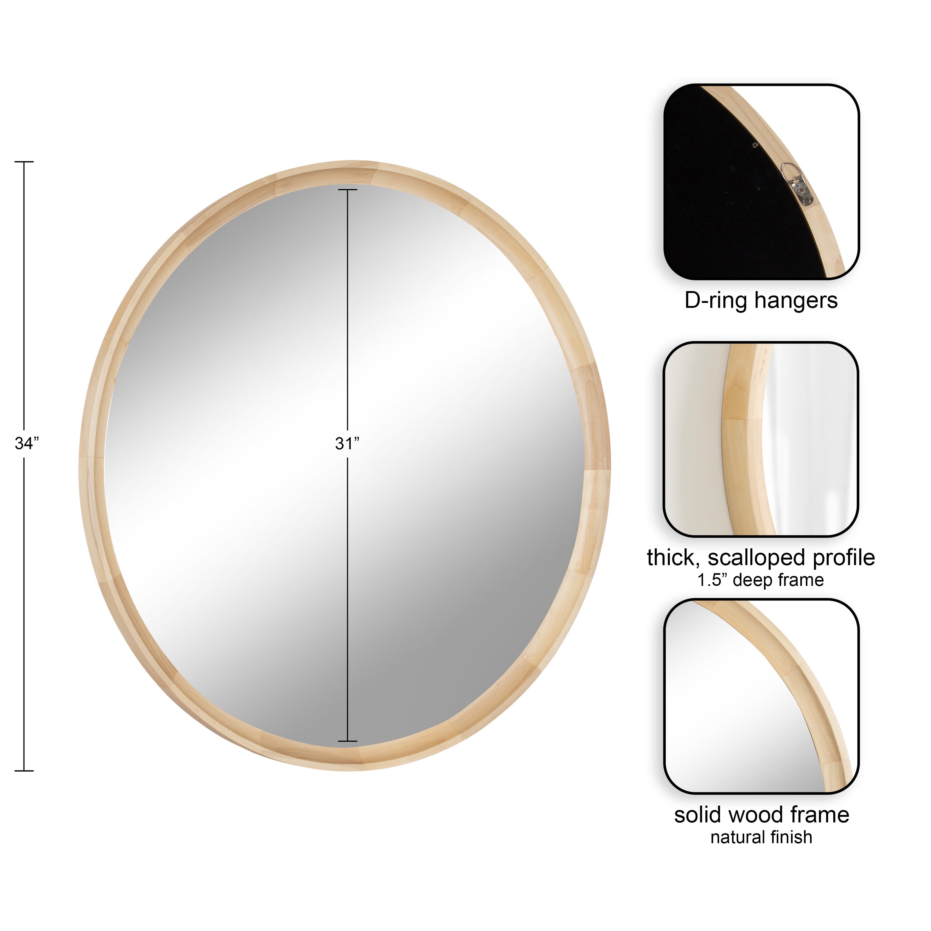 Hatherleigh Round Wood Wall Mirror