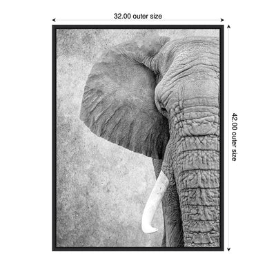Sylvie Black and White Minimalist Safari Elephant Framed Canvas by kateandlaurel - product image 2 for Resin Society