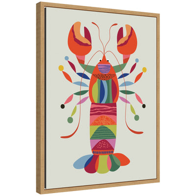 Framed canvas art depicting abstract lobster coastal design by Rachel Lee
