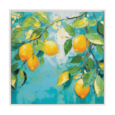 Sylvie Beaded Lemon Tree Framed Canvas by The Creative Bunch Studio