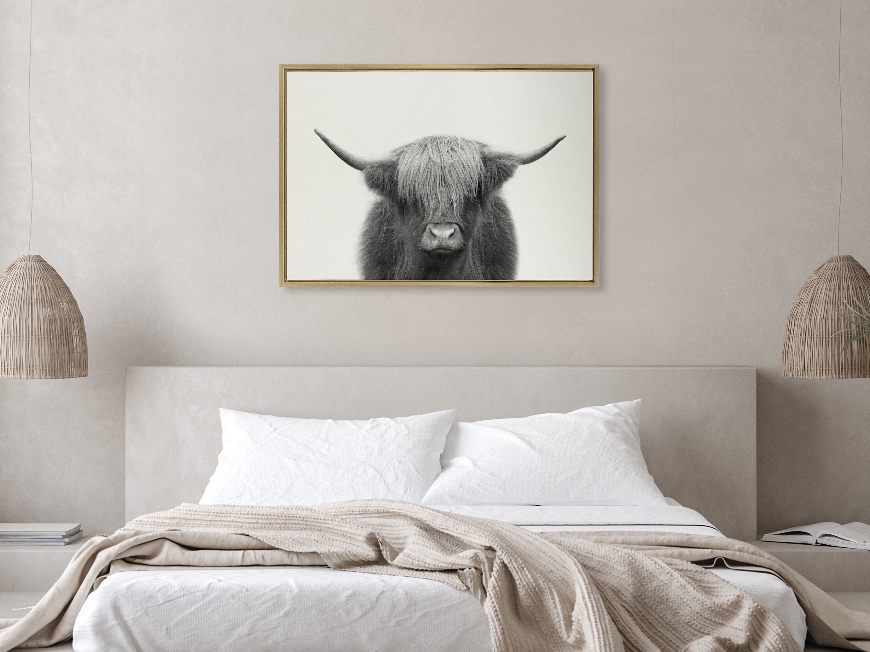 Sylvie Hey Dude Highland Cow Framed Linen Canvas by kateandlaurel - product image 10 for Resin Society