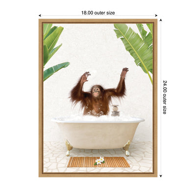 Sylvie Orangutan in Bali Bathtub Framed Canvas by Amy Peterson