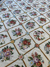 Handmade Needlepoint Floral Wool Rug – 9' 7" x 13' 5" – Vintage by Rugistan - product image 4 for Resin Society