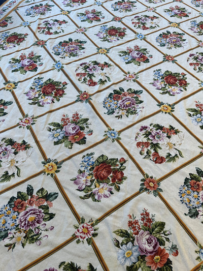 Handmade Needlepoint Floral Wool Rug – 9' 7" x 13' 5" – Vintage by Rugistan - product image 4 for Resin Society