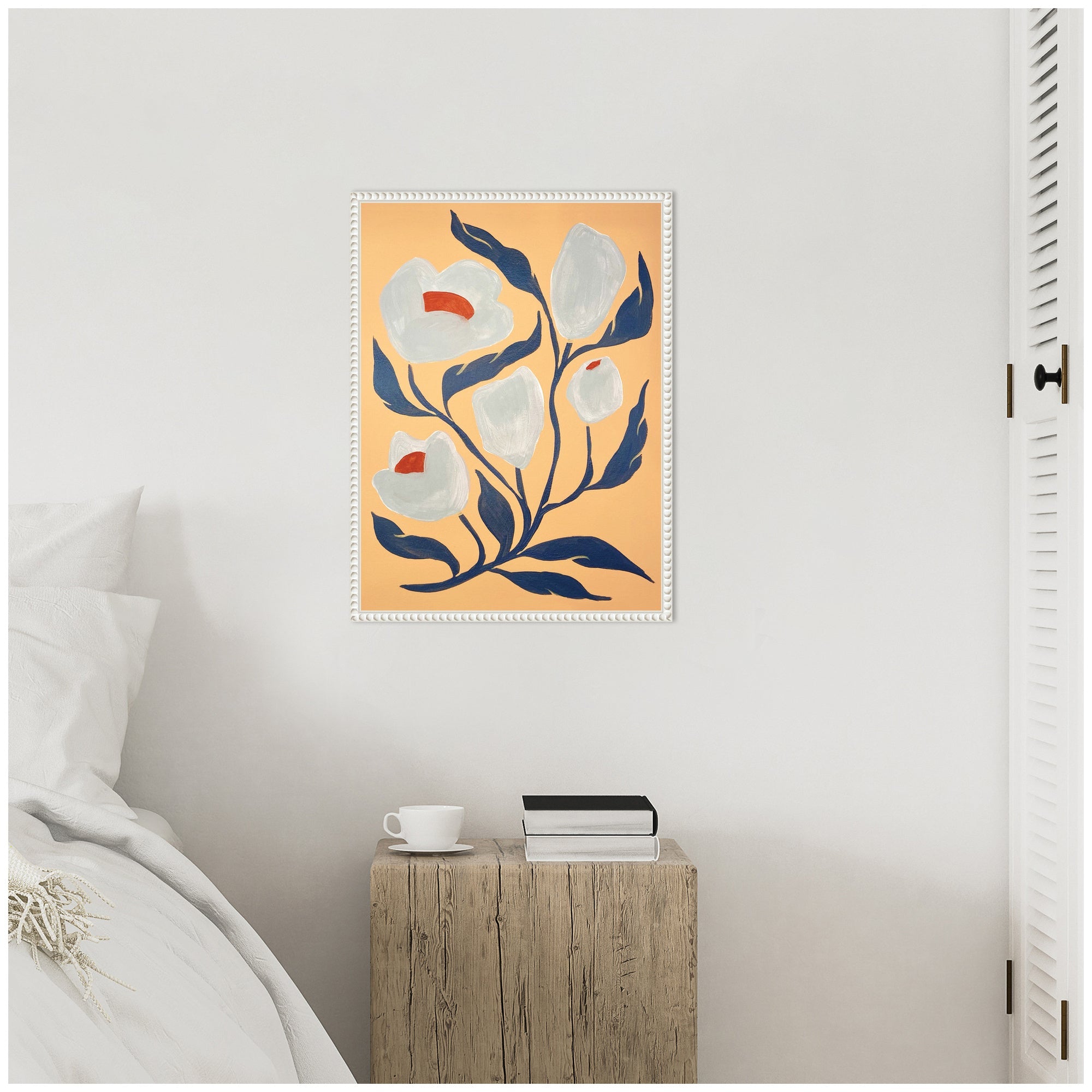 Sylvie Gray Flower Framed Canvas by Emma Daisy