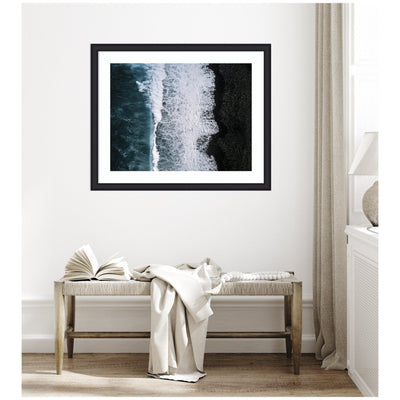 Framed Art Ocean Waves on the Black Beach in Iceland by Michael Schauer