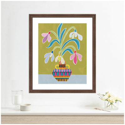 Framed Art Snowdrops the January Birth Flower by Rachel Lee