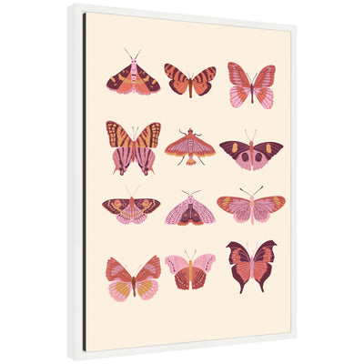 Sylvie Vintage Retro Boho Butterflies Framed Canvas by Honey Island Studio