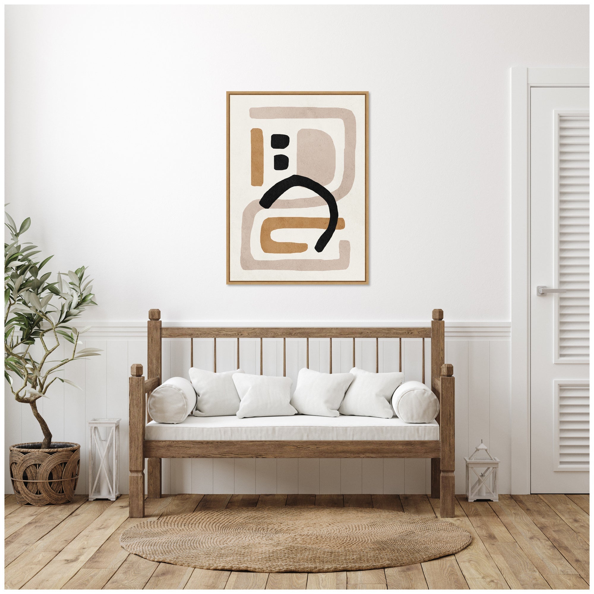 Sylvie Neutral Abstract 2 Minimal Modern Art Framed Canvas by July Art Prints