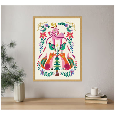 Sylvie Framed Canvas Winter Woodland Animals Christmas Tree by Rachel Lee