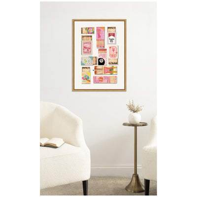 Framed Vintage Pink Matchboxes by Honey Island Studio Canvas Wall Art Print