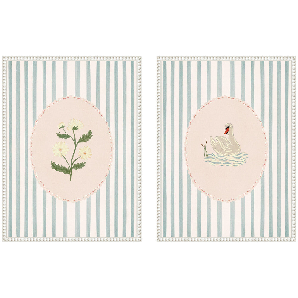 Striped Heritage 2 Piece framed canvas wall art set by Nikita Jariwala showing abstract striped designs in Sylvie Beaded frames