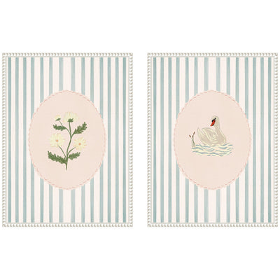 Striped Heritage 2 Piece framed canvas wall art set by Nikita Jariwala showing abstract striped designs in Sylvie Beaded frames