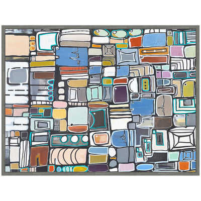 Sylvie Newsprint Horizontal Framed Canvas by Leah Nadeau