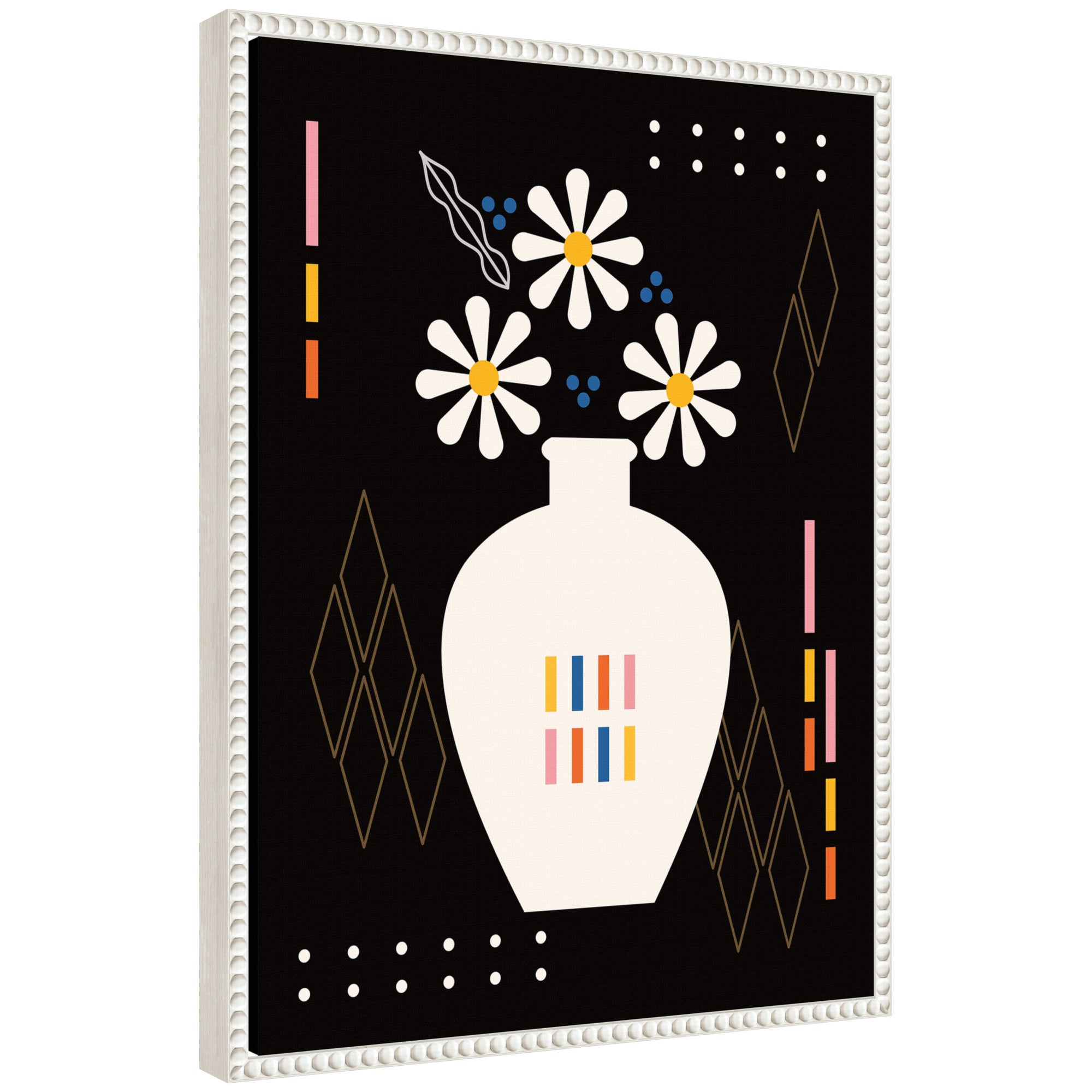 Sylvie Black Vase abstract art on framed gallery-wrapped canvas by Amber Leaders