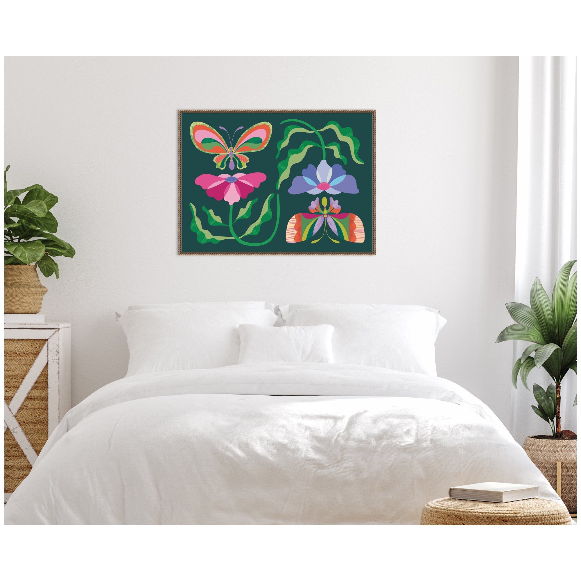 Floral Butterflies by Rachel Lee Framed Canvas Wall Art Print