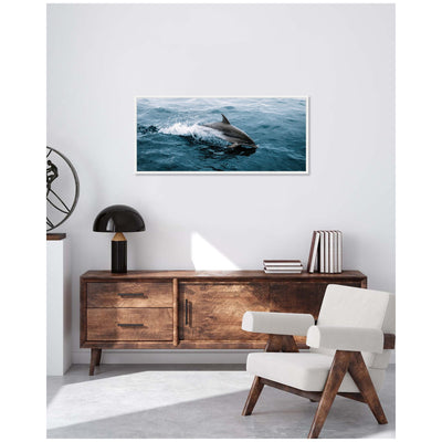 Sylvie Dolphin Skipping along in the Ocean Framed Canvas by Michael Schauer