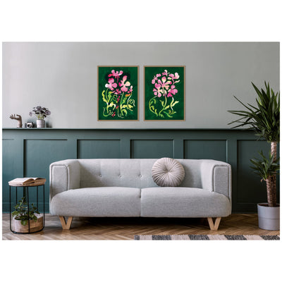 Twisting Blooms & Groovy Flowers 2 Piece Framed Canvas Wall Art Set by Lucia Gianello