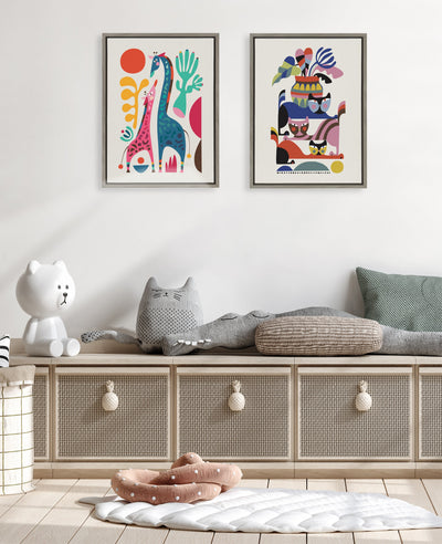 Sylvie 3 Cats Framed Canvas