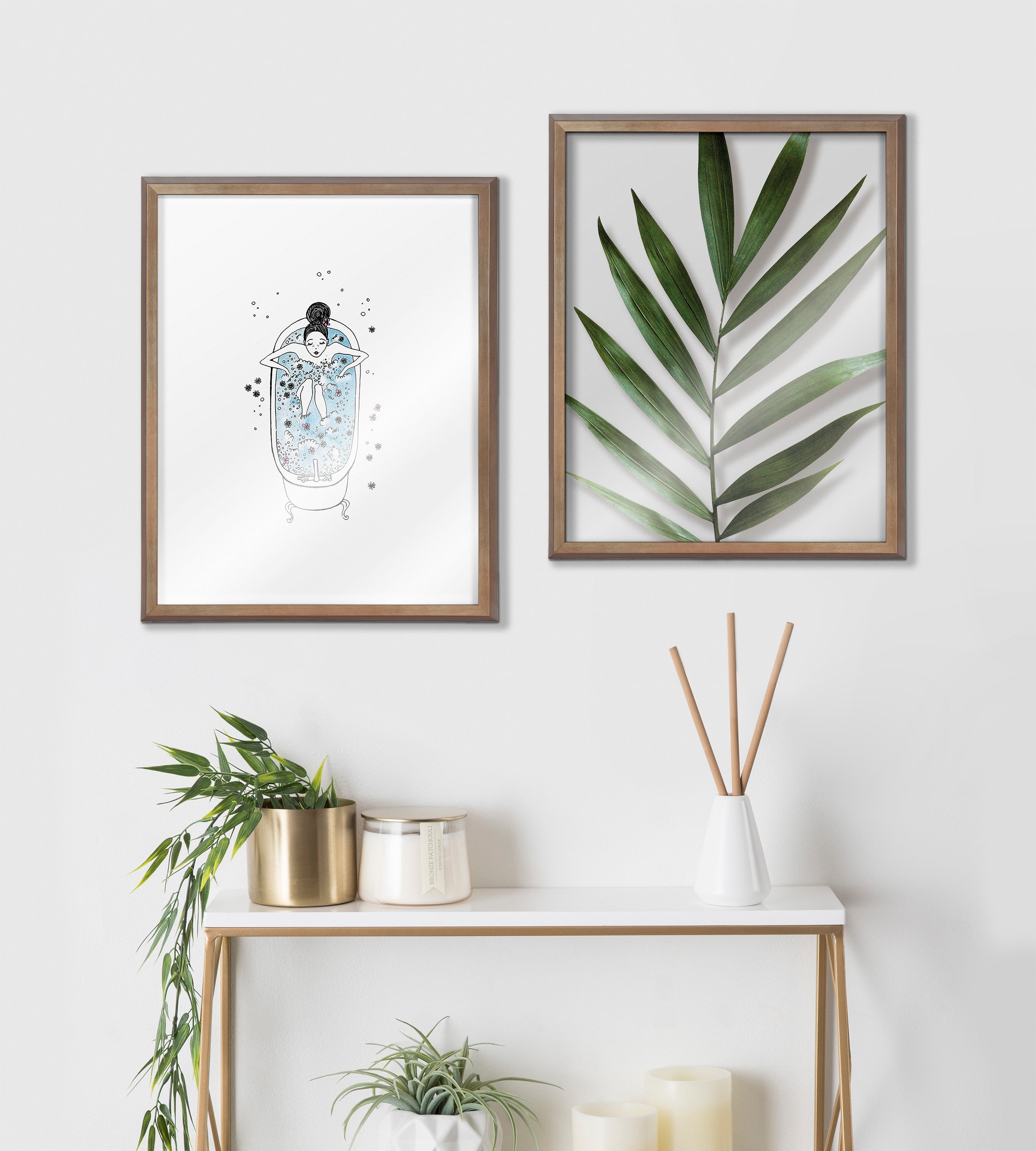 Blake Girl in a Bath Framed Printed Glass by Viola Kreczmer