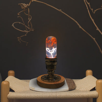 EP Light Tango Resin LED Bulb with wooden base, handcrafted resin design