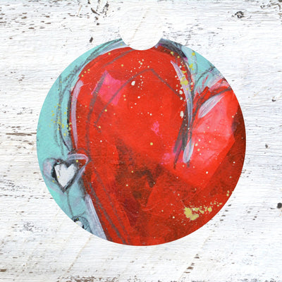Car Coaster: Red Hearts. Artist Christi Dreese by Dreese Fine Art - Resin Society