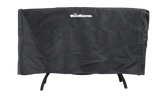 Woodhaven Full Firewood Rack Cover on firewood rack in outdoor setting
