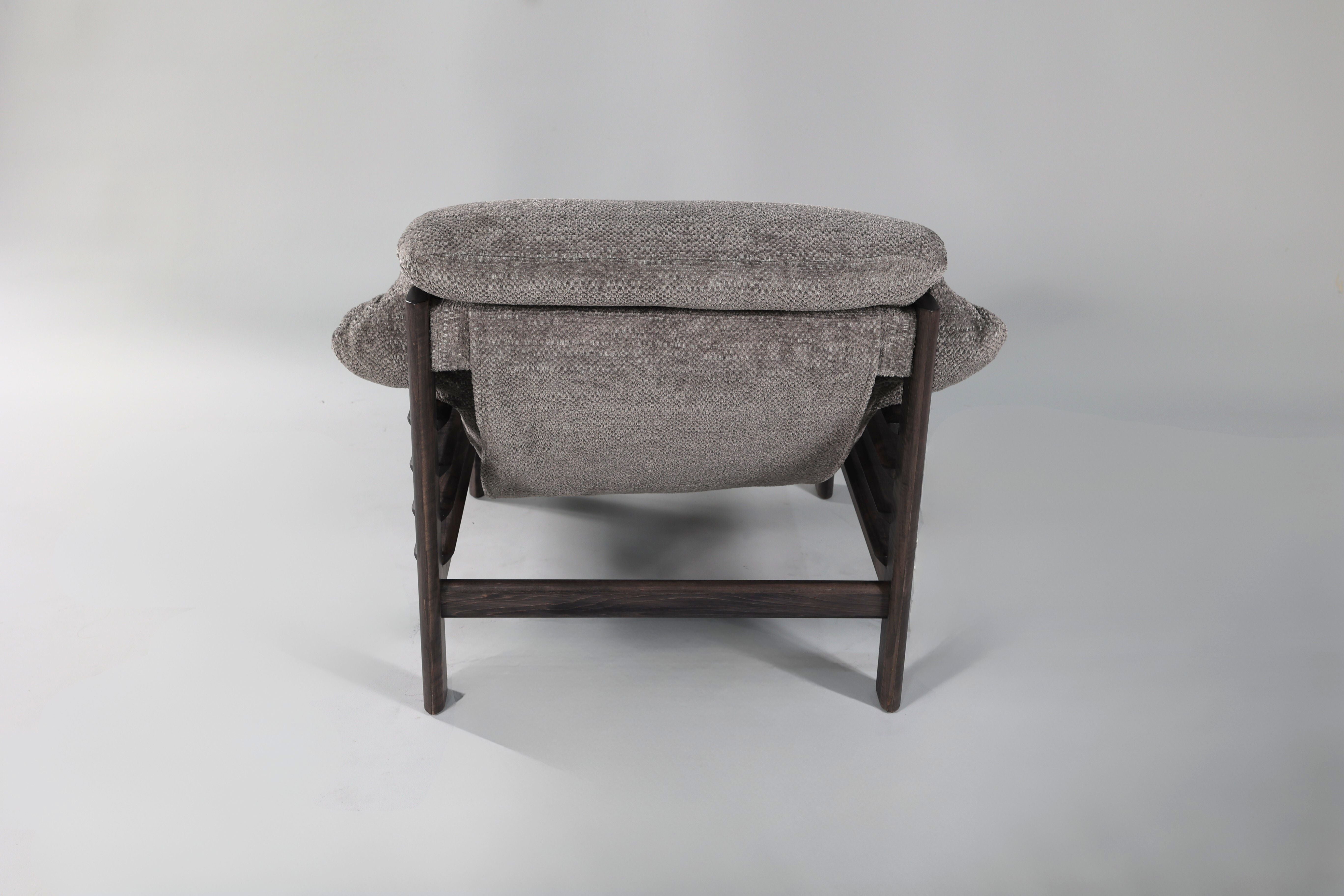 Chair & Ottoman – Oswalt Sterling with Tiger Maple Arms (Black) by Enrico Bartolini - product image 7 for Resin Society