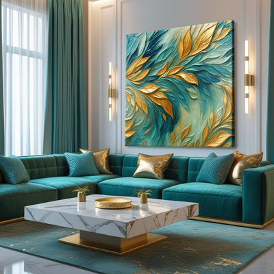 Abstract Gold And Blue Frosty Wall Art by Tailored Canvases - product image 4 for Resin Society