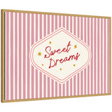 Framed canvas wall art with retro pink and red stripes and 'Sweet Dreams' typography by Lucky Guava