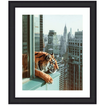 Framed Art Urban Tiger Overlooking Manhattan by Michael Schauer