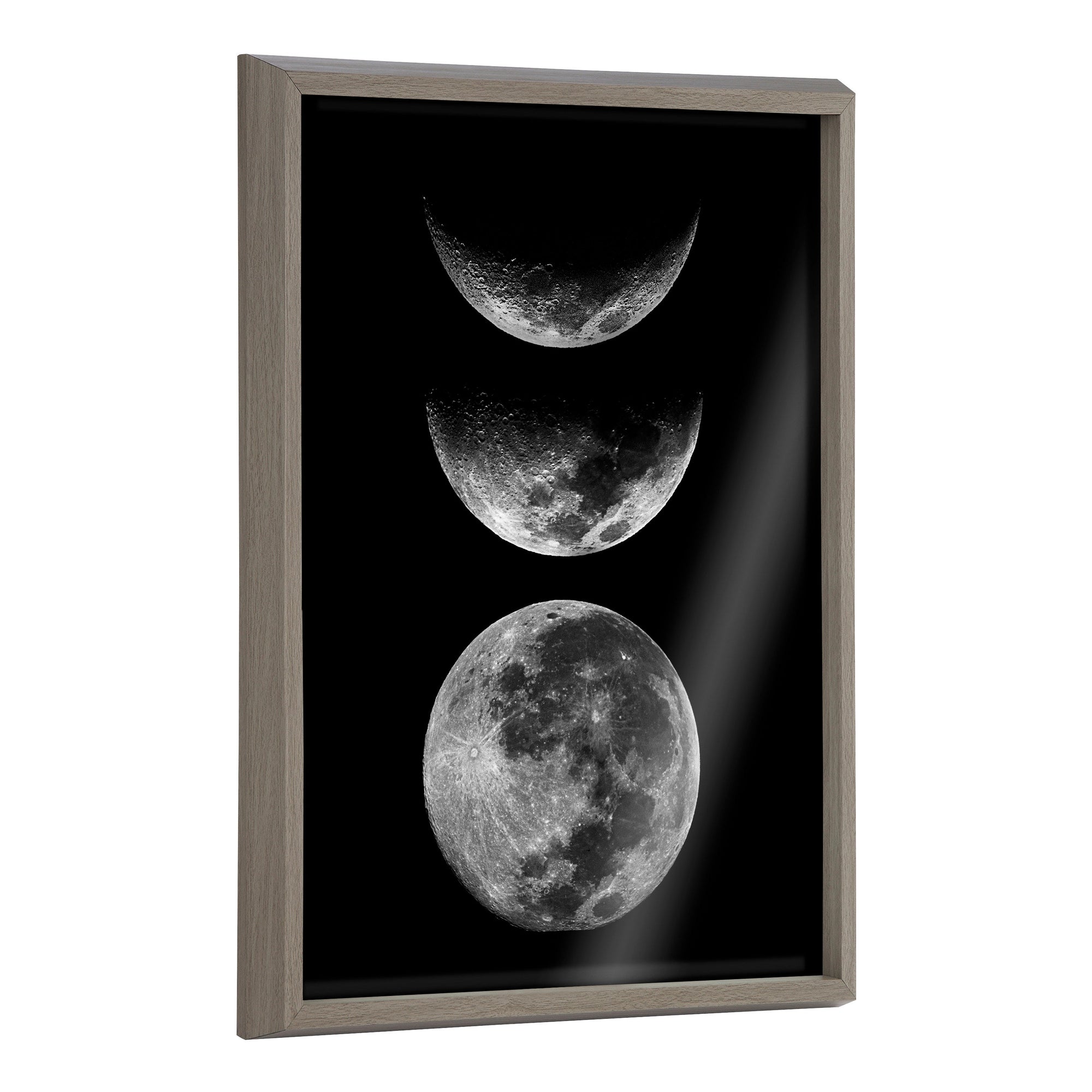 Framed grayscale moon phase wall art titled Mod Moon It's Just a Phase by The Creative Bunch Studio