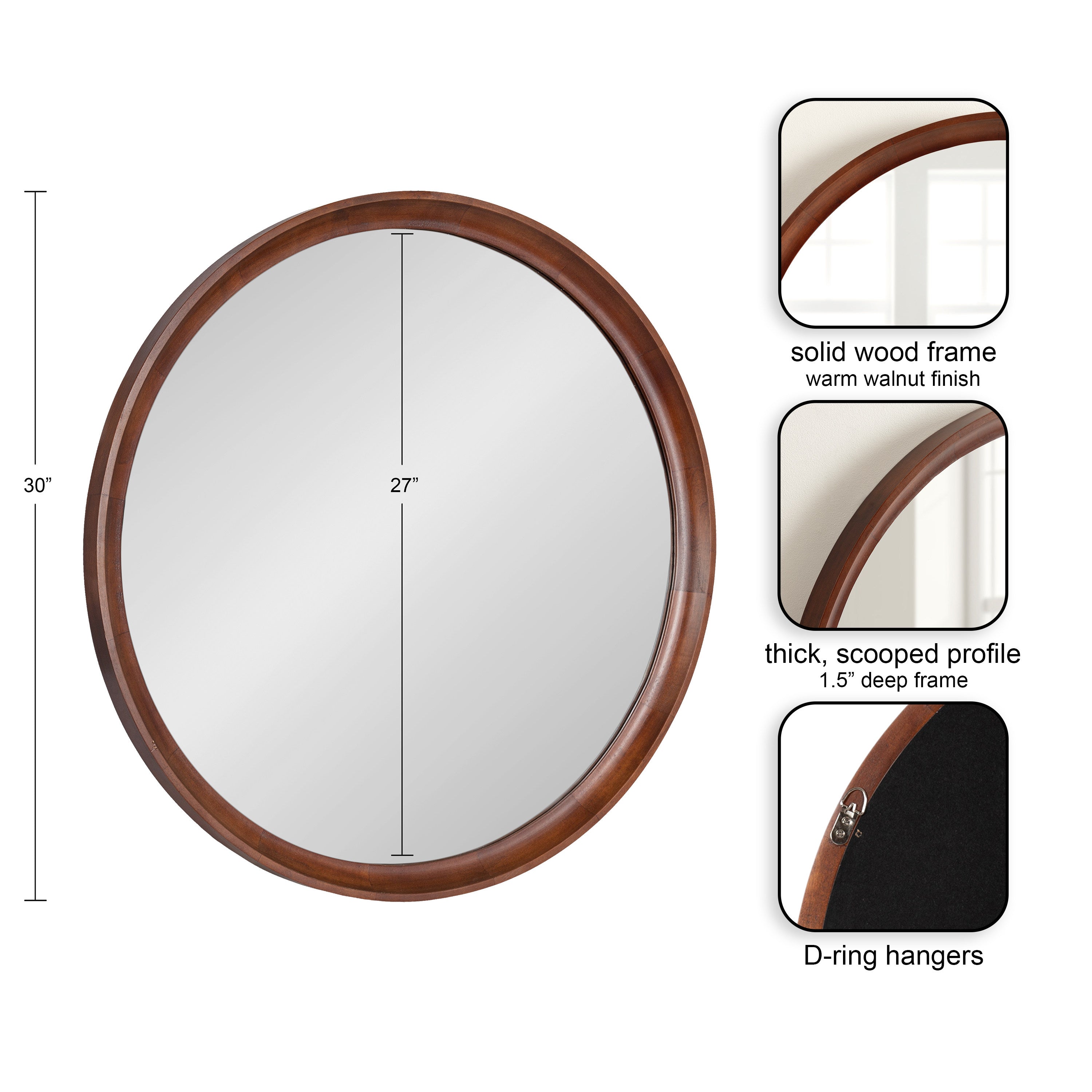 Hatherleigh Round Wood Wall Mirror