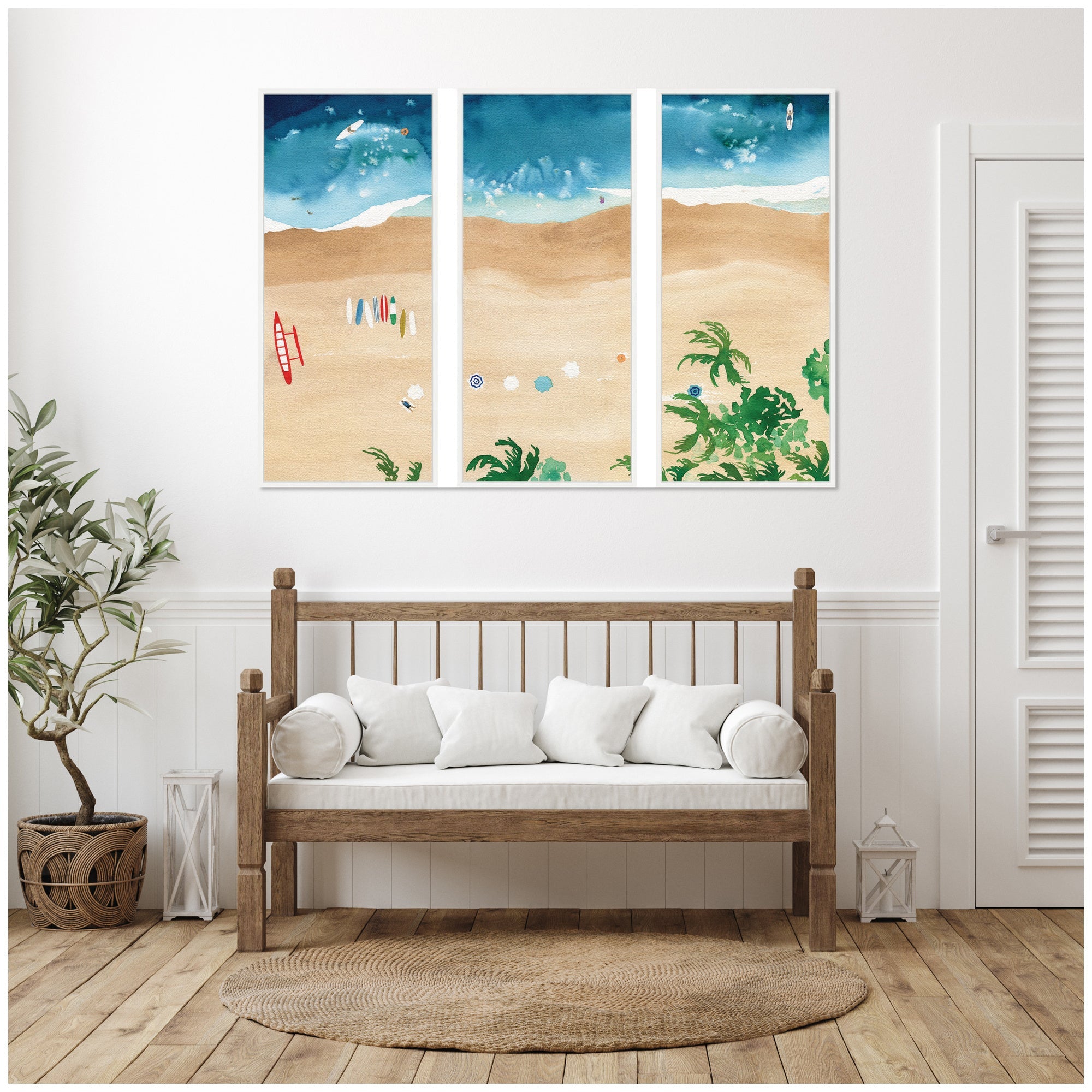 A Day of Play Vibrant 3 Piece Framed Canvas Wall Art Set by Janet Meinke Lau
