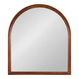 Rectangular wall mirror with a rounded arch top, framed in warm-toned wood with smooth, curved edges and a simple, minimalist design.