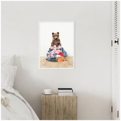 Sylvie Three Bears On Laundry Pile Framed Canvas by Amy Peterson