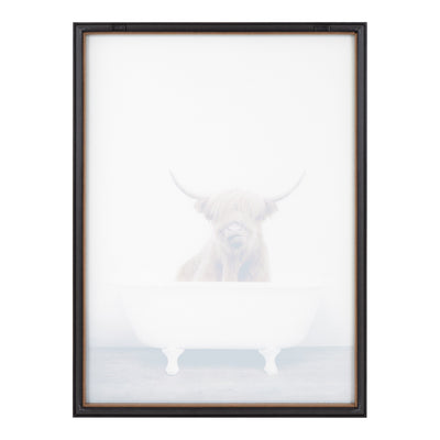 Blake Highland Cow in Tub Color Framed Printed Glass
