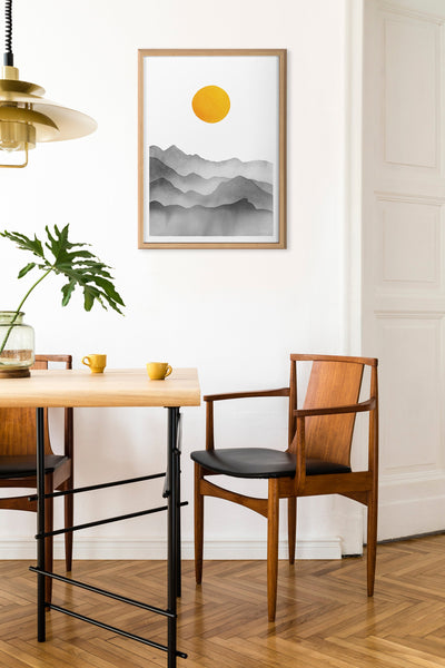 Blake Black Yellow Mountain Range Silhouette Framed Printed Glass by kateandlaurel - product image 17 for Resin Society