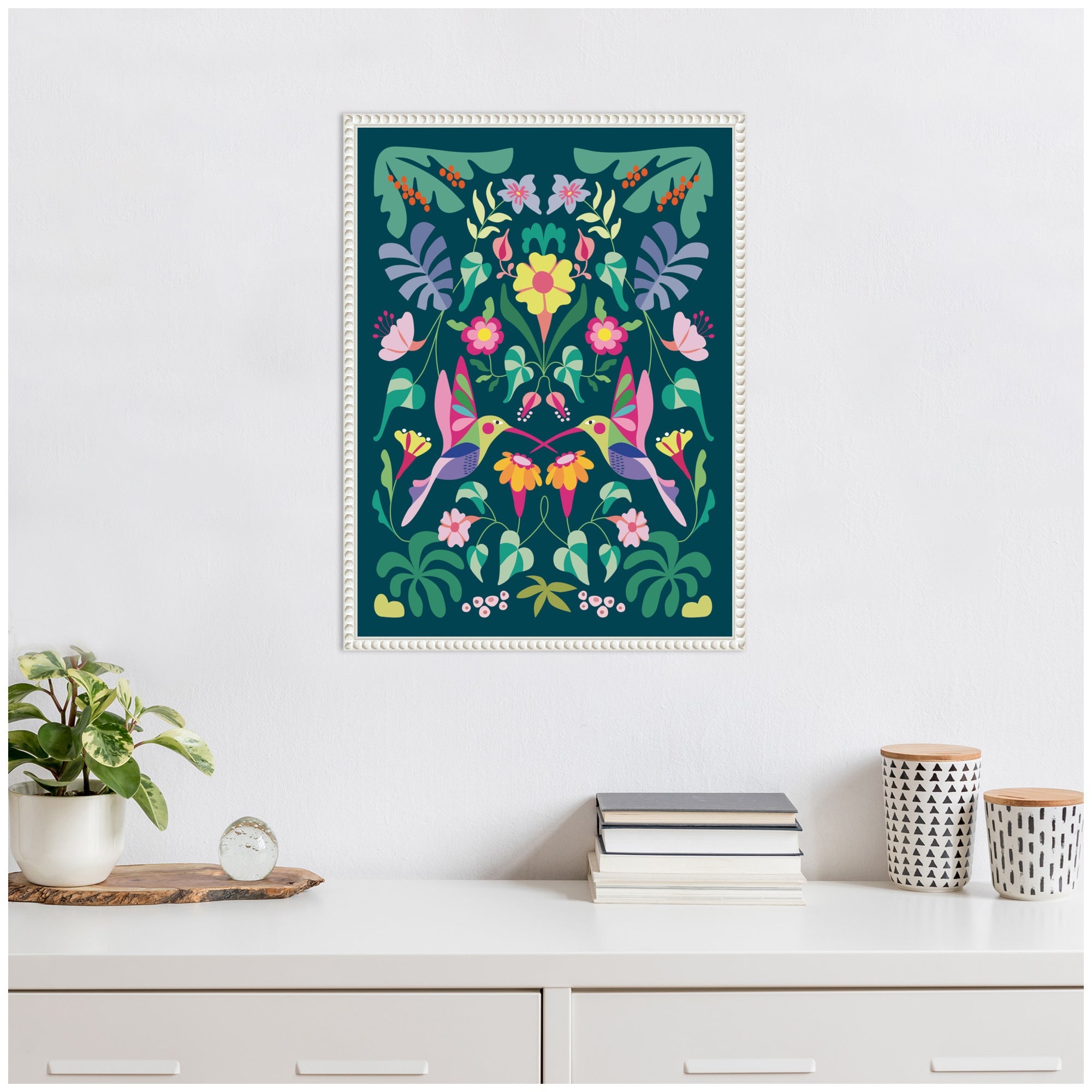 Sylvie Tropical Hummingbirds Framed Canvas by Rachel Lee