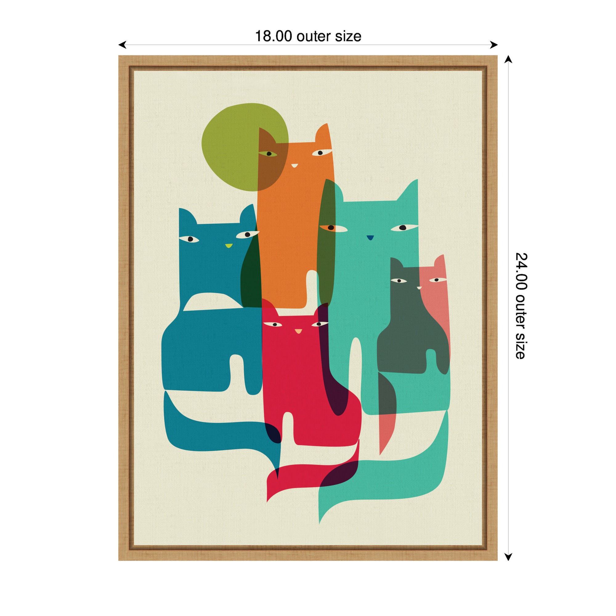 Sylvie Retro Cats Under The Moon Framed Canvas by Rachel Lee