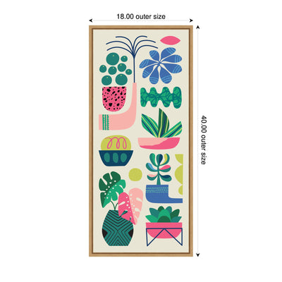 Sylvie Retro Bright Floral and Succulent Tall Narrow Framed Canvas by Rachel Lee