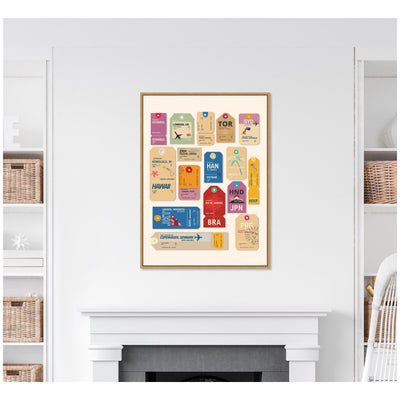 Travel Tags by Honey Island Studio Framed Canvas Wall Art Print