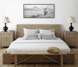 Sylvie Highland Cow Mountain Landscape Black and White Framed Canvas by by kateandlaurel - product image 9 for Resin Society
