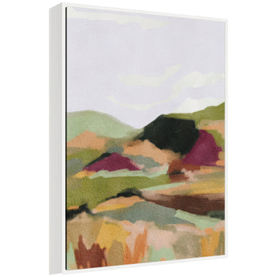 Sylvie Dreamy Landscape Framed Canvas by Nikita Jariwala showing a serene natural scene in a modern floating polystyrene frame.