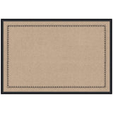 Rectangular beige fabric pinboard with a simple black scalloped border and thin black frame, viewed straight on against a white background.
